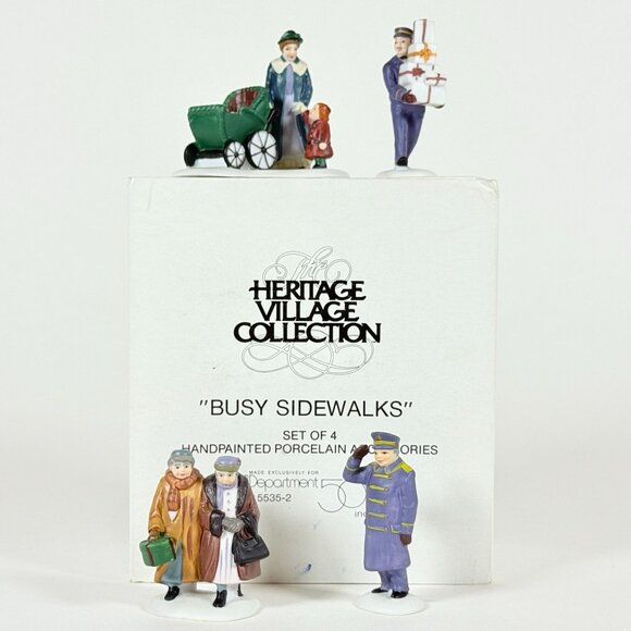 Dept 56 Heritage Village Accessories Busy Sidewalks Set Of 4 #55352 Vintage - Picture 2 of 12